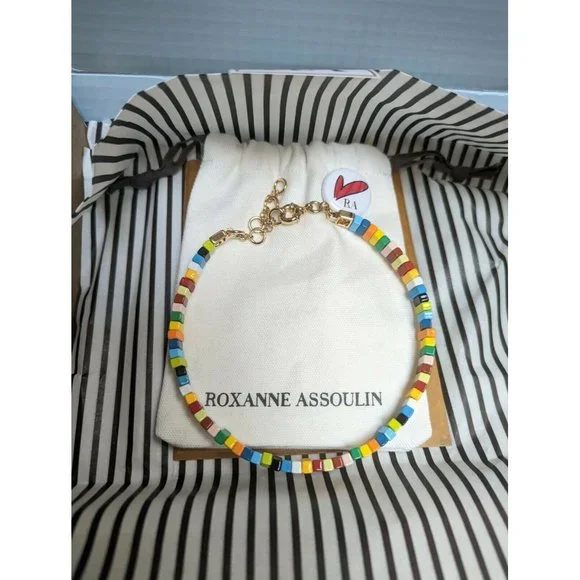 Roxanne Assoulin Necklace Choker Rainbow Brite Bit x Bit Enamel Multicolor NEW! - Picture 3 of 6